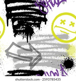 Graffiti spray paint seamless pattern. Vector illustration EPS 10