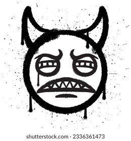 Graffiti spray pintura adormidera emoticono aislado vector