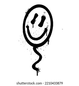 Graffiti Spray Paint Smile Balloon Isolated Vector