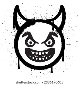 Sonrisa de pintura graffiti emoticono del diablo en vector aislado