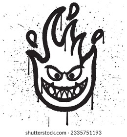 Graffiti spray paint smile fun fire character emoticon isolated vector