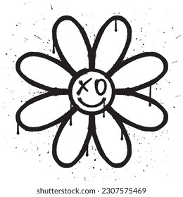 Graffiti spray paint sun flower isolated vector