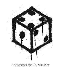 Graffiti spray paint Symbol Dice Cube Isolated Vector