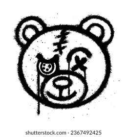 Graffiti spray paint Symbol teddy bear head Isolated Vector