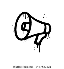 Graffiti spray paint Symbol of vintage Loudspeaker. Urban street art element or megaphone. Isolated Vector illustration.