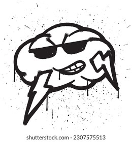 Graffiti spray paint thunder cloud isolated vector