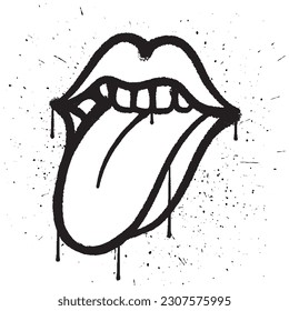 Graffiti spray paint tongue isolated vector illustration