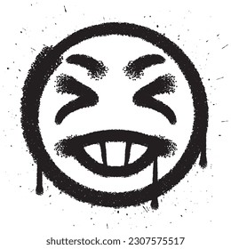Graffiti spray paint wink and smile emoticon isolated vector