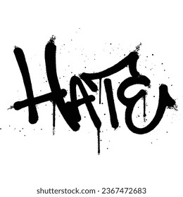 Graffiti Spray-Word Hate isoliert Vektorgrafik