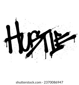 Graffiti spray paint Word hustle Isolated Vector