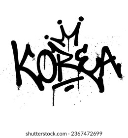 Graffiti spray paint Word Korea Isolated Vector