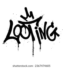 Graffiti spray paint Word Looting Isolated Vector