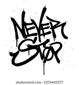 Graffiti spray paint Word never stop Isolated Vector