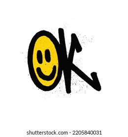 Graffiti spray paint Word Ok Isolated Vector Illustration