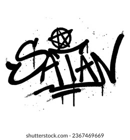 Graffiti spray paint Word Satan Isolated Vector