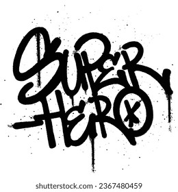 Graffiti spray paint Word Super Hero Isolated Vector