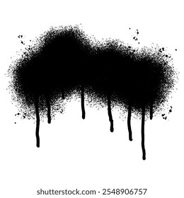 grafiti Líneas pintadas en spray Salpicaduras de tinta negra aisladas sobre fondo blanco.