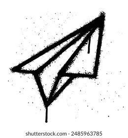 Graffiti Spray Paper Plane isoliert auf weißem Hintergrund