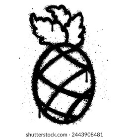 Graffiti spray pineapple isolated on white background