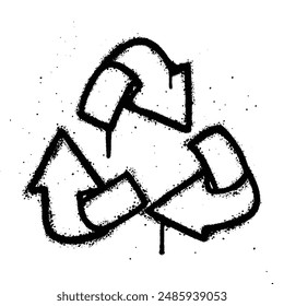 Graffiti spray recycling symbol isolated on white background