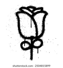 Graffiti spray rose isolated on white background