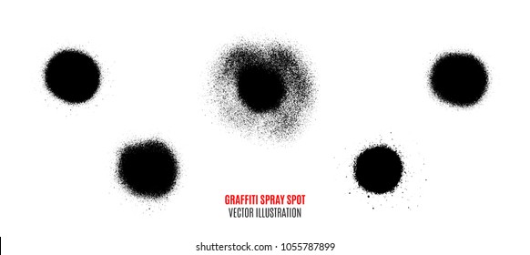 Graffiti spray spot set. Vector spray paint spot.