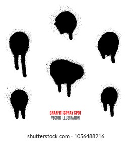 Graffiti spray spot set. Vector spray paint spot.