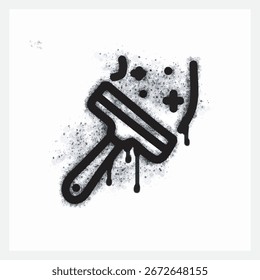 Graffiti spray squeegee icon isolated on a white background. Graffiti squeegee icon with spray gun in black on white. Vector illustration.
