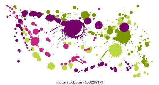 Graffiti spray stains grunge background vector. Rusty ink splatter, spray blots, dirty spot elements, wall graffiti. Watercolor paint splashes pattern, smear fluid stains spots backdrop.