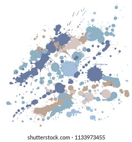 Graffiti spray stains grunge background vector. Modern ink splatter, spray blots, mud spot elements, wall graffiti. Watercolor paint splashes pattern, smear fluid stains spots background.