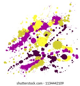 Graffiti spray stains grunge background vector. Hand drawn ink splatter, spray blots, dirt spot elements, wall graffiti. Watercolor paint splashes pattern, smear liquid stains splatter backdrop.