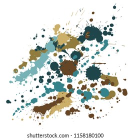 Graffiti spray stains grunge background vector. Trendy ink splatter, spray blots, mud spot elements, wall graffiti. Watercolor paint splashes pattern, smear liquid stains spots backdrop.