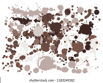 Graffiti spray stains grunge background vector. Futuristic ink splatter, spray blots, dirt spot elements, wall graffiti. Watercolor paint splashes pattern, smear fluid splats stains background.
