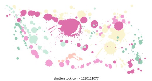 Graffiti spray stains grunge background vector. Abstract ink splatter, spray blots, dirty spot elements, wall graffiti. Watercolor paint splashes pattern, smear liquid stains spots background.