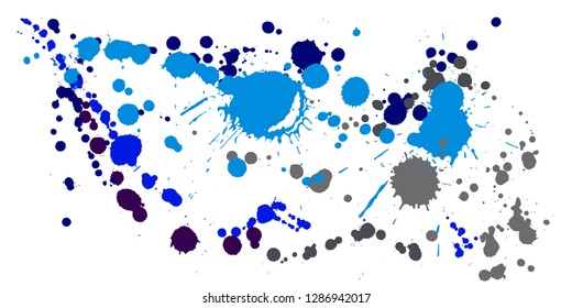 Graffiti spray stains grunge background vector. Mottled ink splatter, spray blots, dirty spot elements, wall graffiti. Watercolor paint splashes pattern, smear fluid stains splatter background.
