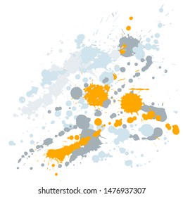 Graffiti spray stains grunge background vector. Graphic ink splatter, spray blots, mud spot elements, wall graffiti. Watercolor paint splashes pattern, smear fluid stains splatter backdrop.