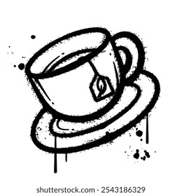 Graffiti Spray tea cup isolated on white background
