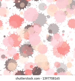 Graffiti spray transparent stains vector seamless wallpaper pattern. Trendy ink splatter, spray blots, dirty spot elements seamless. Watercolor paint splashes pattern, smear liquid stains.