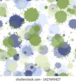 Graffiti spray transparent stains vector seamless grunge background. Retro ink splatter, spray blots, dirty spot elements seamless. Watercolor paint splashes pattern, smear fluid splats.