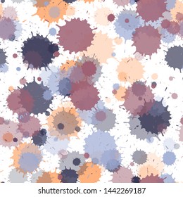 Graffiti spray transparent stains vector seamless wallpaper pattern. Messy ink splatter, spray blots, dirty spot elements seamless. Watercolor paint splashes pattern, smear liquid stains.