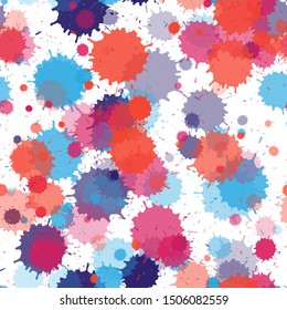 Graffiti spray transparent stains vector seamless grunge background. Cool ink splatter, spray blots, dirty spot elements seamless. Watercolor paint splashes pattern, smear liquid stains.