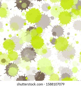 Graffiti spray transparent stains vector seamless wallpaper pattern. Scribble ink splatter, spray blots, mud spot elements seamless. Watercolor paint splashes pattern, smear fluid splats.