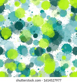 Graffiti spray transparent stains vector seamless wallpaper pattern. Colored ink splatter, spray blots, dirty spot elements seamless. Watercolor paint splashes pattern, smear liquid stains.