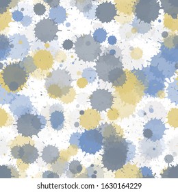 Graffiti spray transparent stains vector seamless grunge background. Cool ink splatter, spray blots, dirty spot elements seamless. Watercolor paint splashes pattern, smear liquid stains.