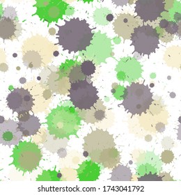 Graffiti spray transparent stains vector seamless wallpaper pattern. Random ink splatter, spray blots, mud spot elements seamless. Watercolor paint splashes pattern, smear fluid splats.