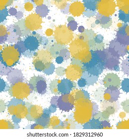Graffiti spray transparent stains vector seamless grunge background. Artistic ink splatter, spray blots, mud spot elements seamless. Watercolor paint splashes pattern, smear fluid splats.