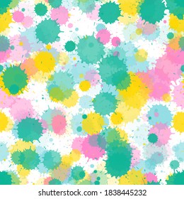 Graffiti spray transparent stains vector seamless grunge background. Futuristic ink splatter, spray blots, dirty spot elements seamless. Watercolor paint splashes pattern, smear fluid splats.