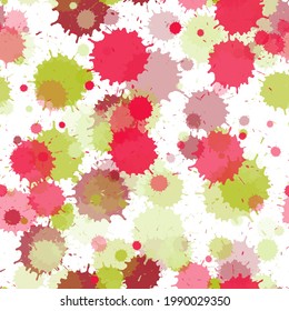 Graffiti spray transparent stains vector seamless wallpaper pattern. Rusty ink splatter, spray blots, dirty spot elements seamless. Watercolor paint splashes pattern, smear fluid splats.