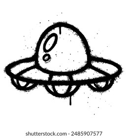 Graffiti spray UFO isolated on white background