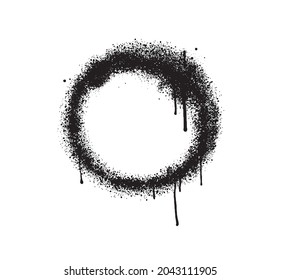 Graffiti Sprayed Circle Design Element en noir sur blanc. Anneau De Peinture Au Spray. Style rue. Logo rond. Illustration Vectorielle Grunge. 